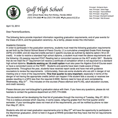 letter to high school senior from parent