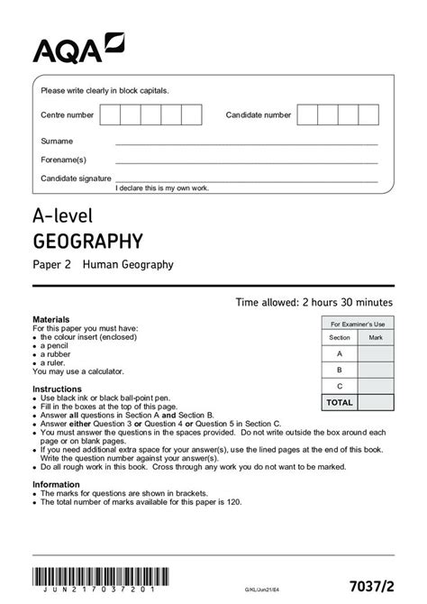 level geography paper 1 marking scheme Kindle Editon