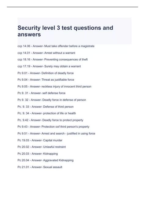 level three security officer exam answers Doc