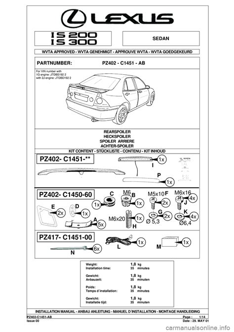 lexus is200 2001 user guide PDF