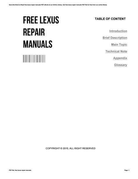 lexus repair manual free Ebook Epub