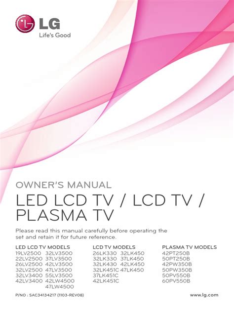 lg led lcd tv owners manual PDF