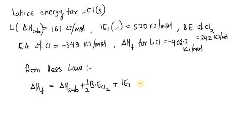 licl lattice energy