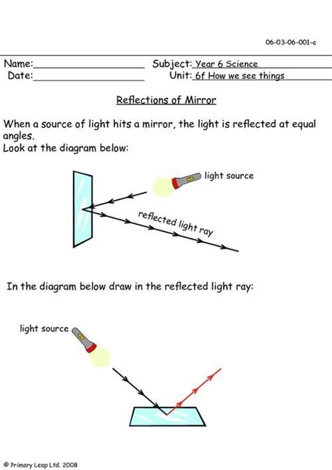 light reflection and mirrors worksheet answers PDF