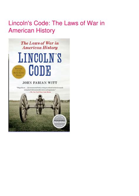 lincolns code the laws of war in american history PDF