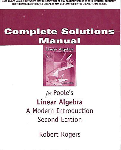 linear algebra david poole solutions manual 2005 PDF