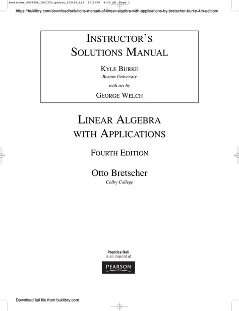 linear algebra with applications fourth edition otto bretscher solution manual Doc