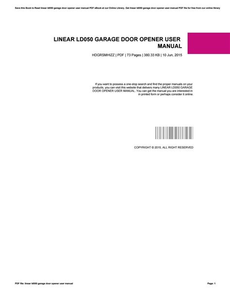 linear ld050 owners manual Reader