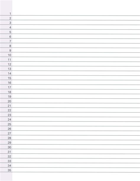 lined paper numbered 1 100 Doc