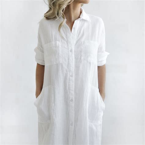 linen shirt dress white