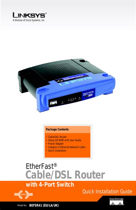 linksys etherfast cable dsl router befsr41 manual Kindle Editon