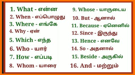 list of simple sentences translate to tamil Doc