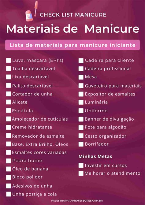 lista de material para manicure iniciante