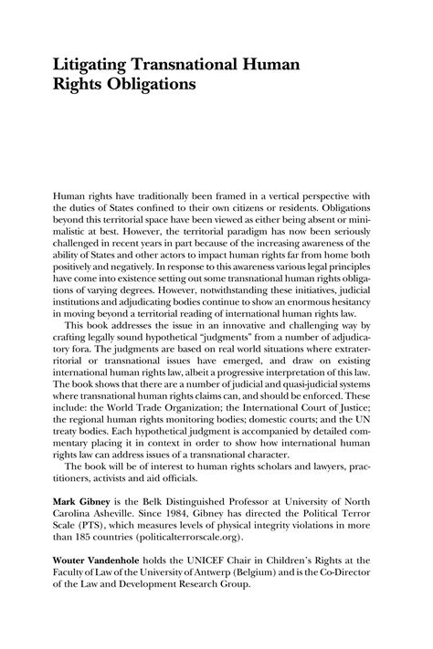 litigating transnational human rights obligations Epub