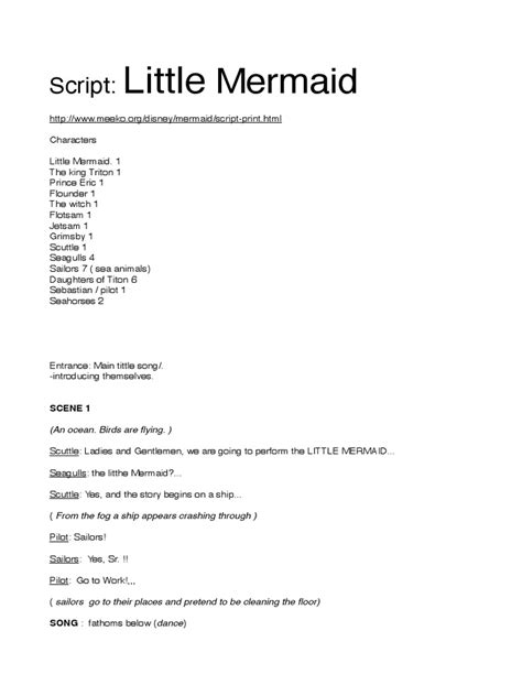 little mermaid jr script Ebook Doc