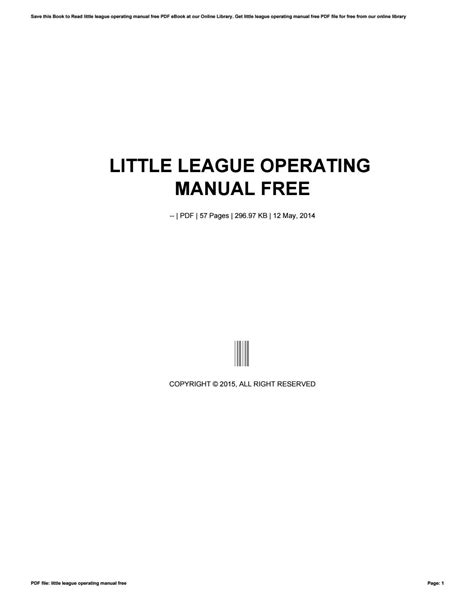 little-league-operating-manual-2015 Ebook Epub