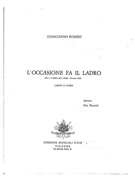 loccasione ladro vocal score critical Doc