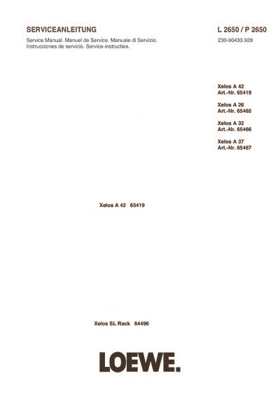 loewe xelos a42 a32 a37 service manual user guide PDF