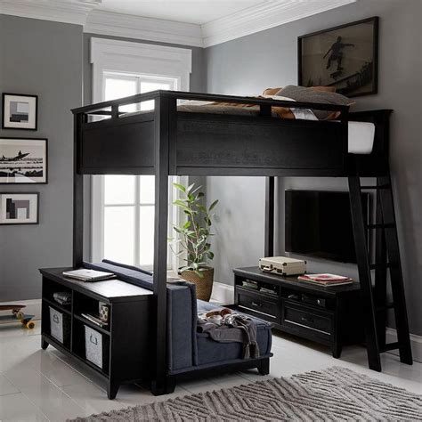 loft bed with couch under
