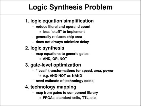 logic synthesis and optimization logic synthesis and optimization PDF