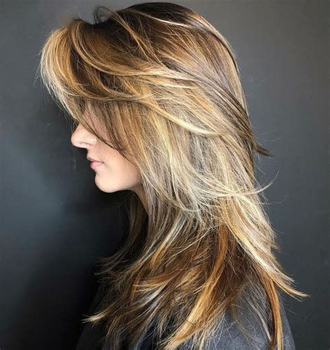 long layered hair with side fringe