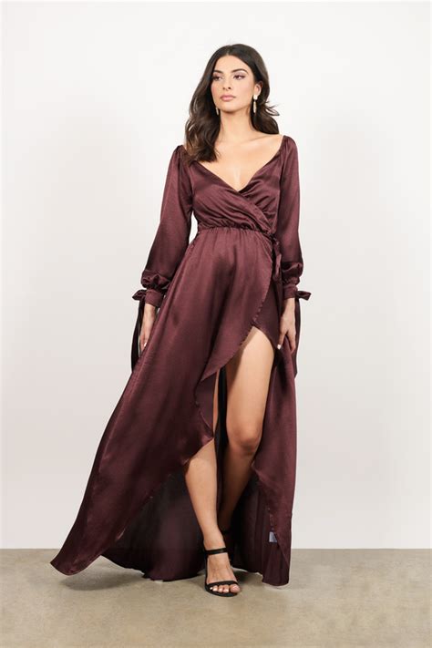 long sleeve long wrap dresses