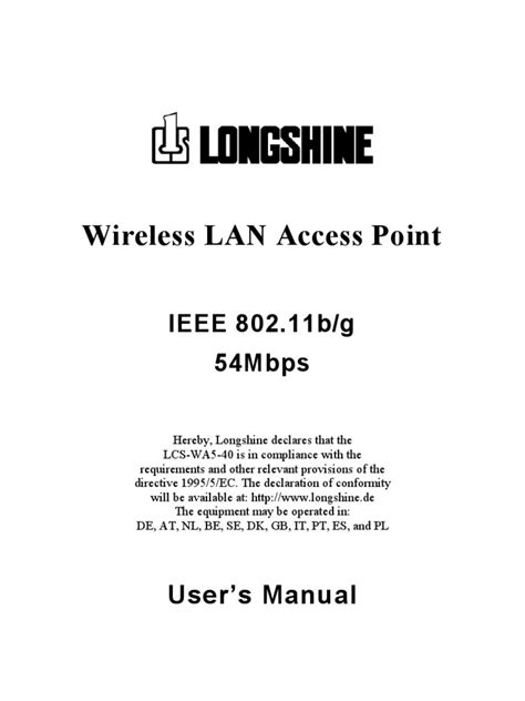 longshine wa5 30 wireless access point user guide PDF