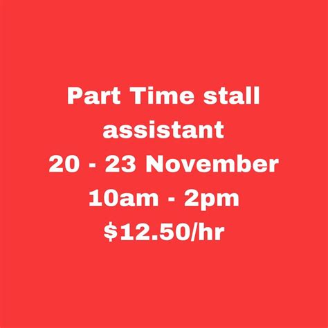 looking for part time stall helper