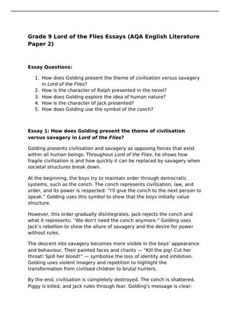 lord of the flies papers Doc