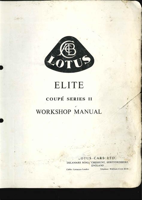 lotus elite workshop manual Reader