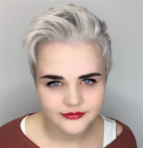 low maintenance round face pixie cut plus size