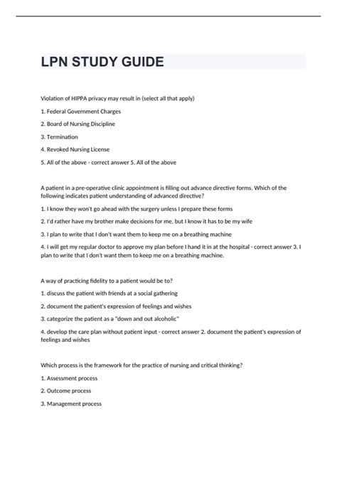 lpn compass test study guide PDF