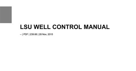 lsu well control manual Kindle Editon