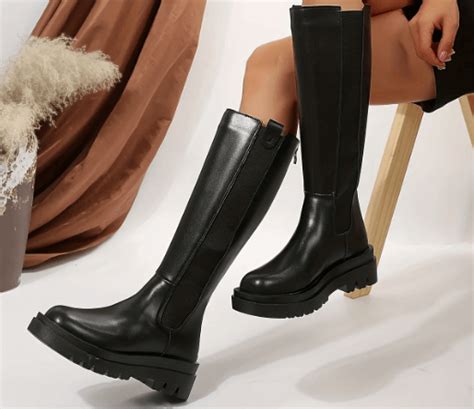 lug sole knee high boots