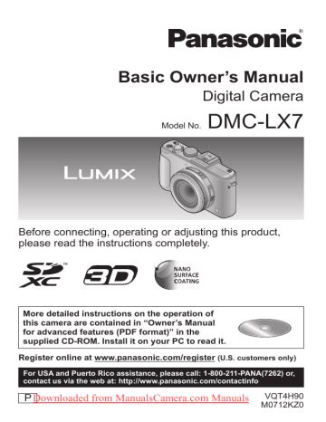 lumix lx7 user manual PDF