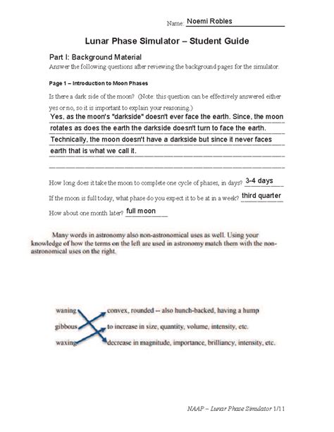 lunar phase simulator student guide answers PDF