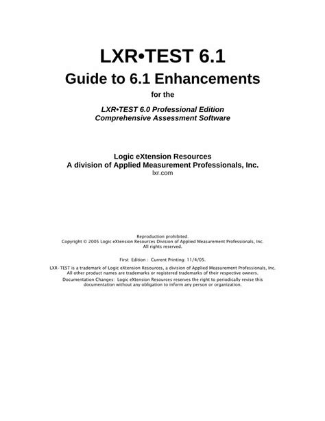 lxr test users manual Epub