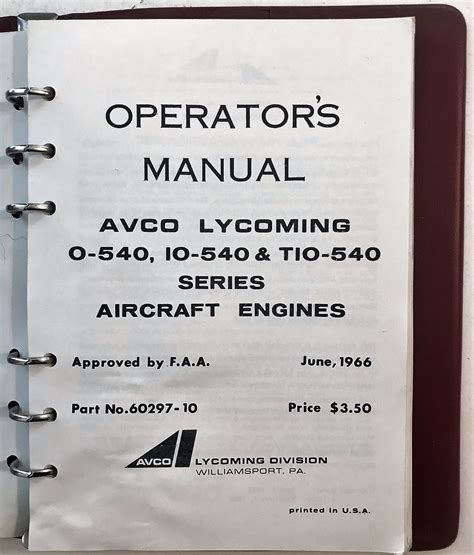 lycoming io 540 operators manual PDF