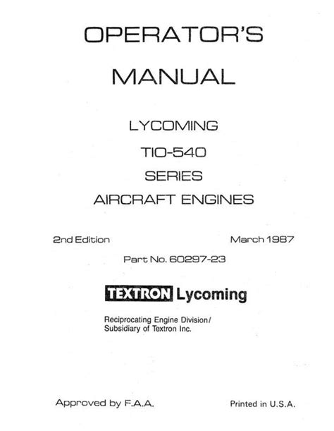 lycoming tio 540 operators manual pdf Reader