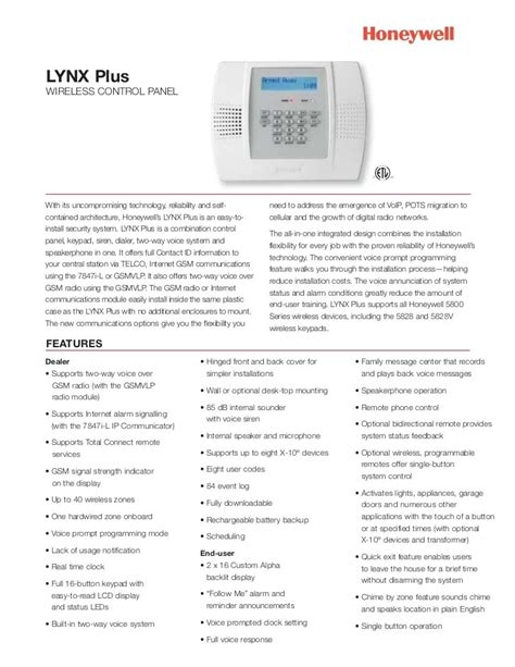 lynx series-security-system-user-guide-honeywell-66179 Ebook Reader