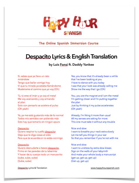 lyrics of despacito in english and spanish