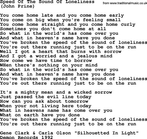 lyrics speed of the sound of loneliness