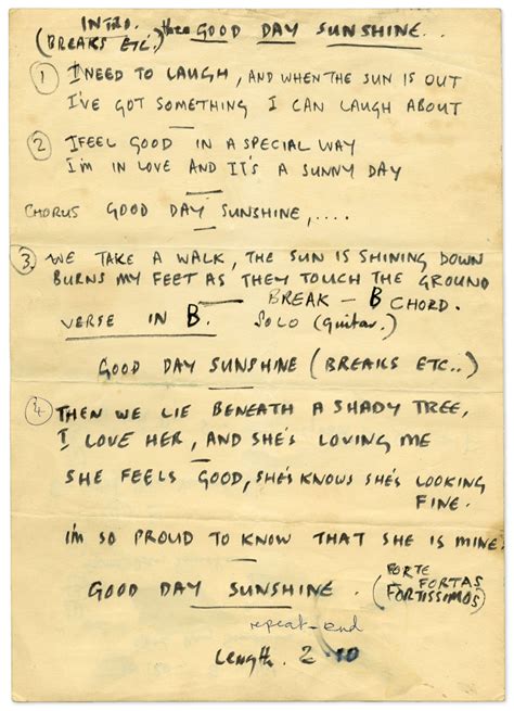 lyrics to good day sunshine by the beatles