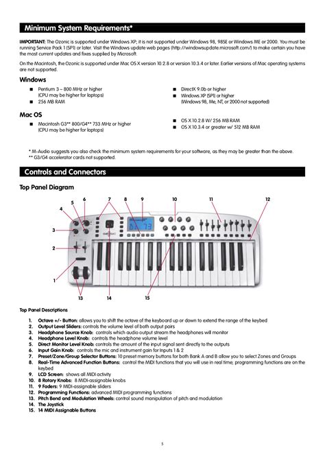 m audio ozonic music keyboards owners manual PDF