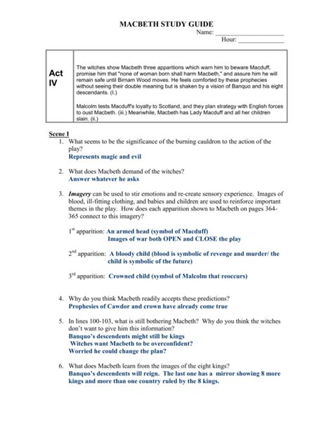 macbeth act iv study guide Epub