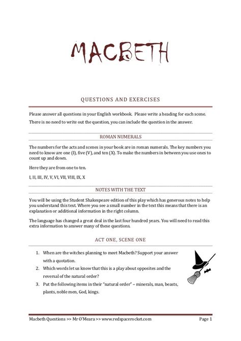 macbeth comprehension questions and answers Kindle Editon