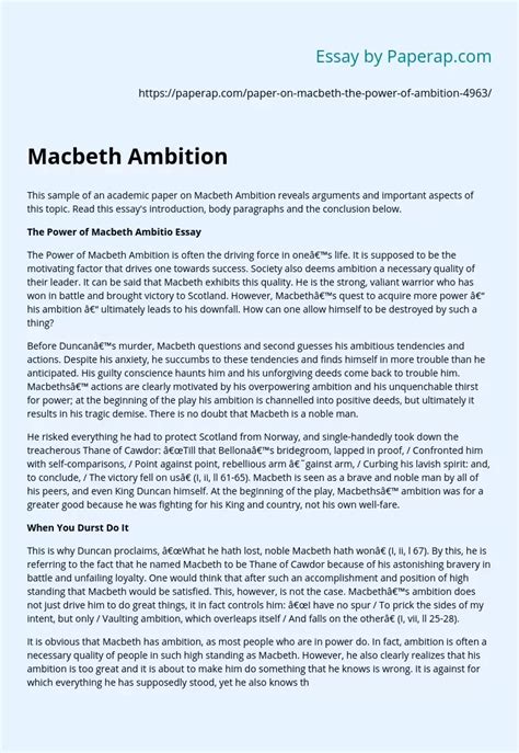 macbeth essay topics ambition PDF