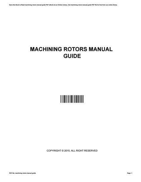 machining rotors manual guide pdf Epub
