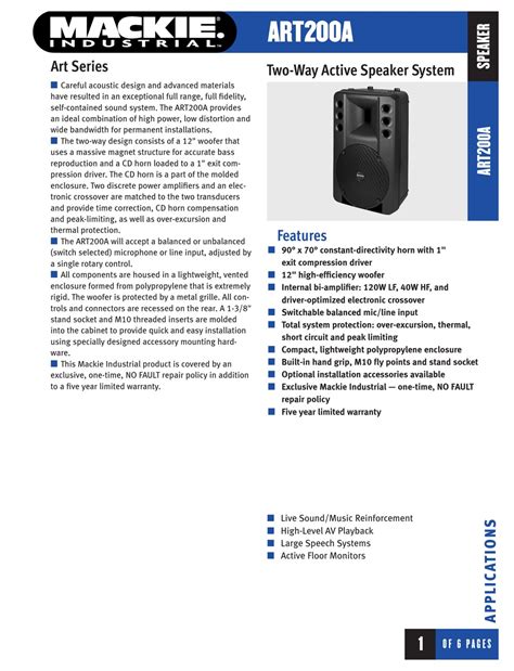 mackie art200a speaker systems owners manual Epub
