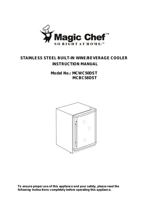 magic chef mcwc50dst manual PDF